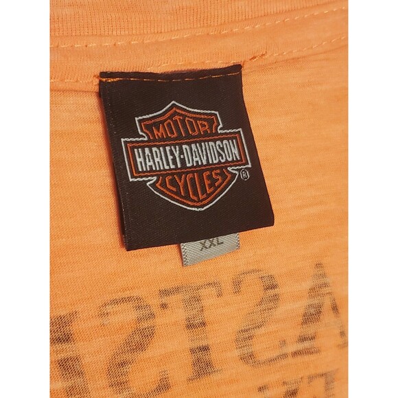 Harley Davidson Womens V Neck Burnout T Shirt XXL Neon Orange - Picture 5 of 7